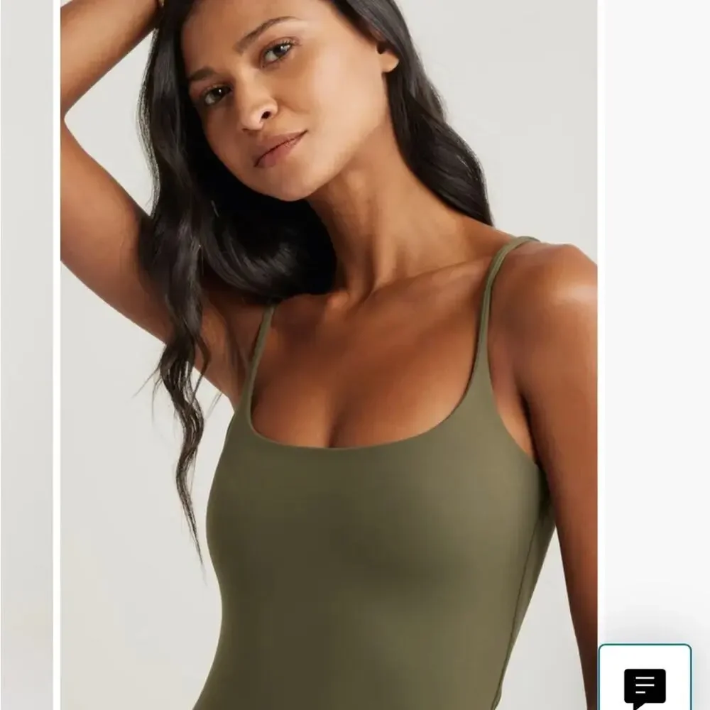 NEW Open Edit Smooth Edit Strappy Midi Slipdress, Olive Green Midi Dress, XS - Picture 2 of 12